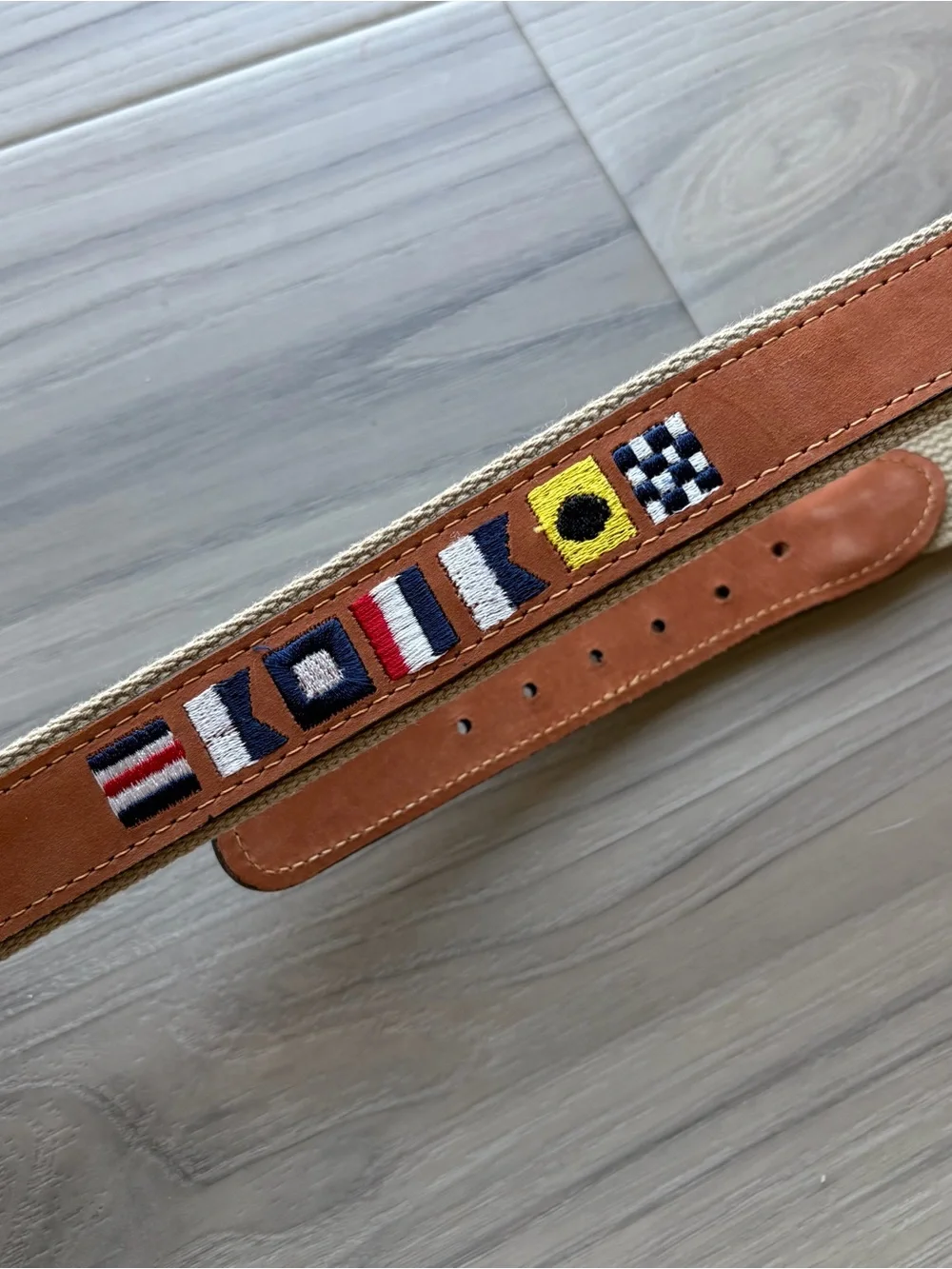 Zep-Pro Embroidery Flag Tan Leather Belt